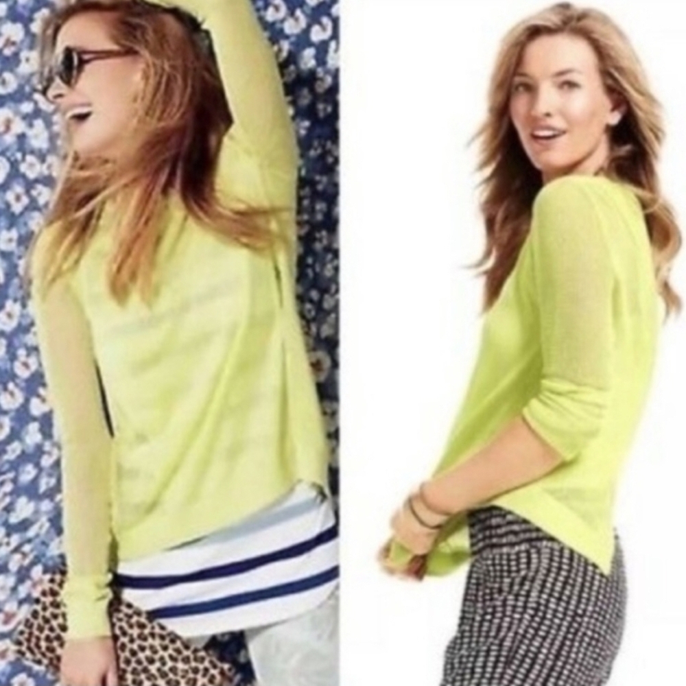 Cabi Split Back Pullover Lemon Lime Sweater Size … - image 2